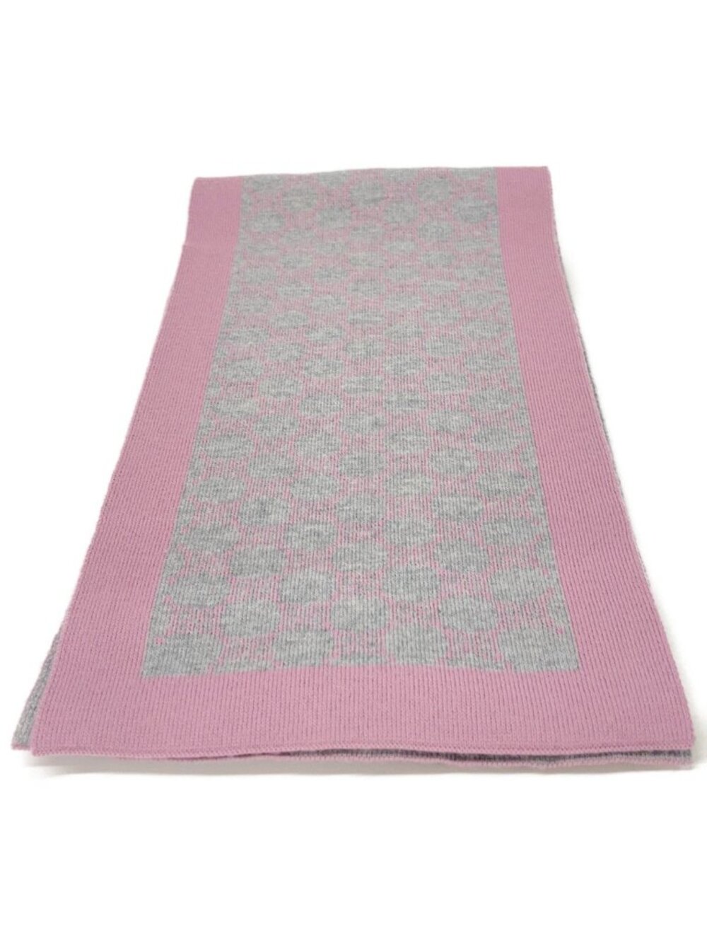 Gucci Gray Pink Wool GG Scarf - Picture 2 of 5